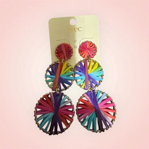 Women's bohemian Avec Multicolor Woven Drop Earrings